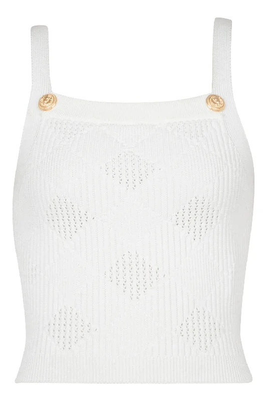 Two Button Short Tank - Blanc