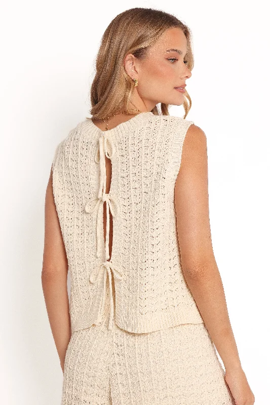 Kaya Tie Back Knit Top - White