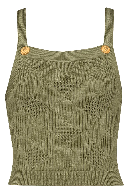 Two Button Short Tank - Olive