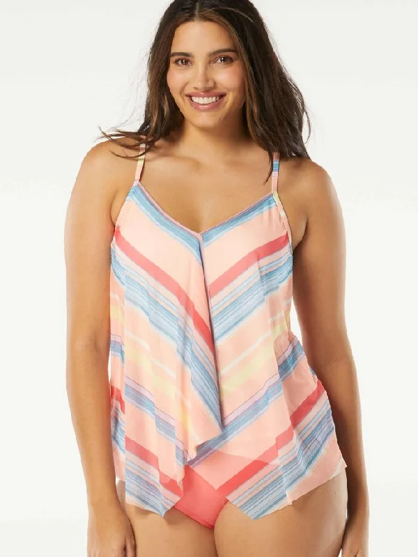 BEACH HOUSE PARADE STRIPE KERRY MESH TANKINI TOP