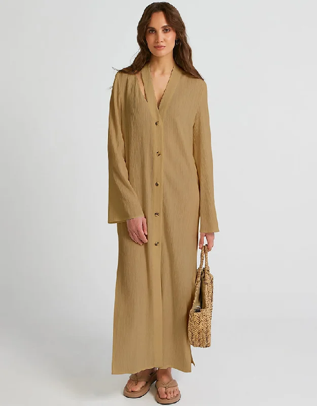 Beige Heavy Designer Heavy Fancy Maxi Dress