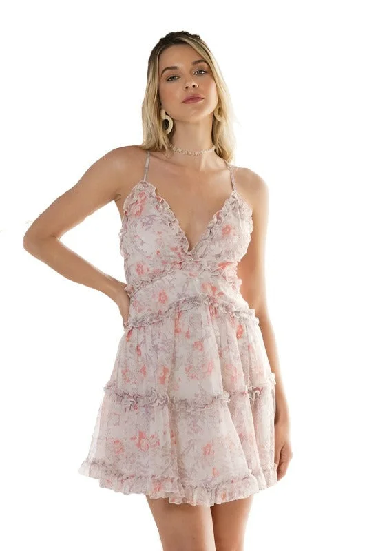 Floral Ruffle Cami Mini Dress