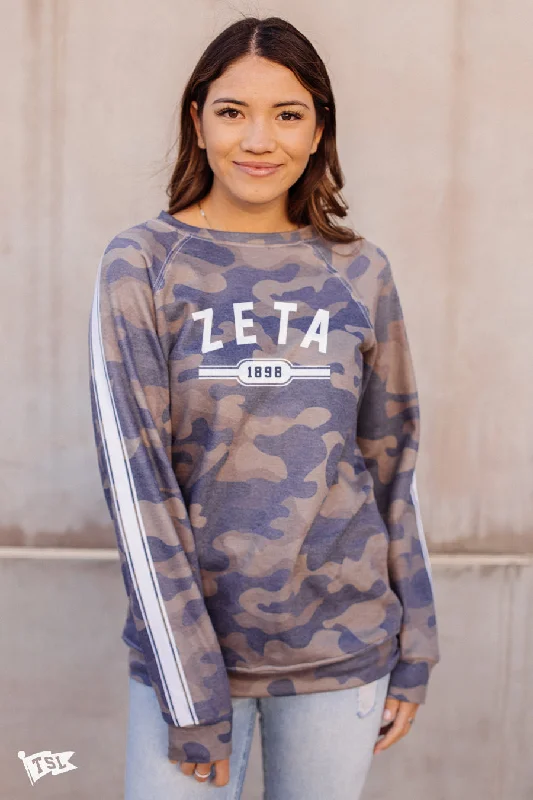 Zeta Tau Alpha Camo Raglan Crewneck