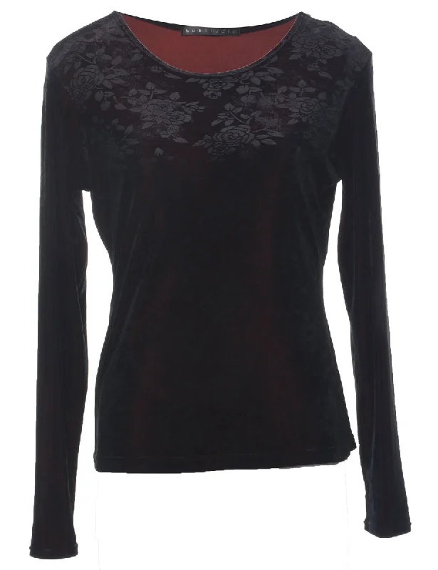 Velvet Black Evening Top - M