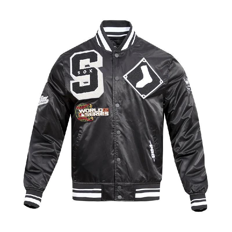 MLB CHICAGO WHITE SOX MASHUP MEN'S RIB SATIN JACKET (BLACK)