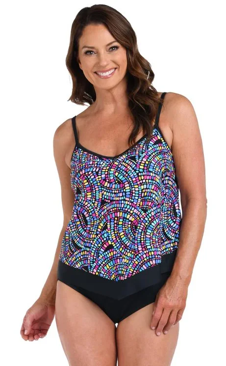 MAXINE COLORBURST FLUTTER TANKINI TOP