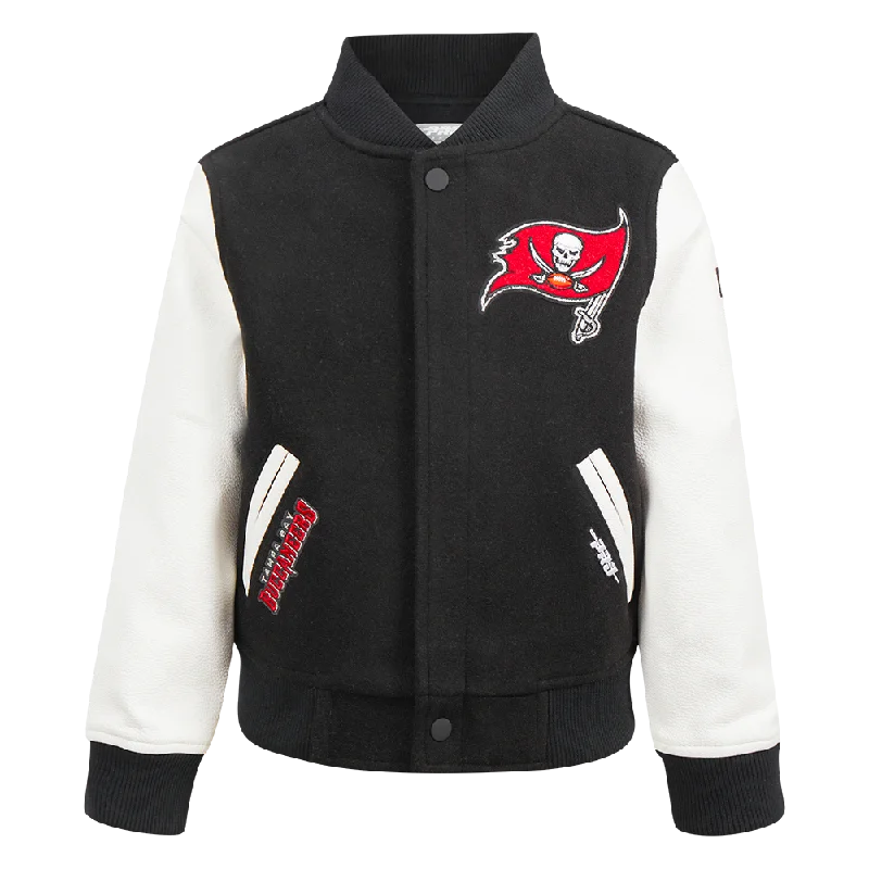 NFL TAMPA BAY BUCCANEERS CLASSIC LITTLE BOYS WOOL VARSITY JACKET (BLACK/WHITE)