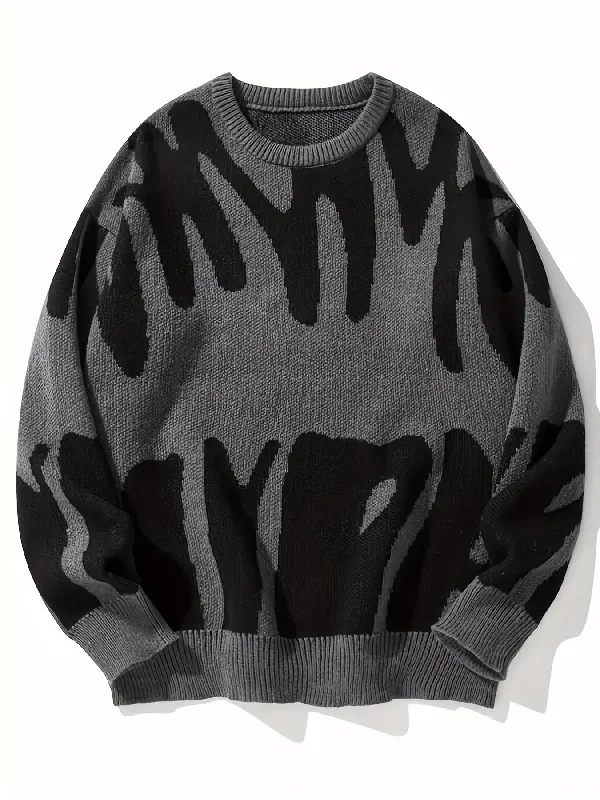 Sixsr Y2K Graphic Pattern Pullover Sweater, Crew Neck Long Sleeve Sweater, Women's Clothing