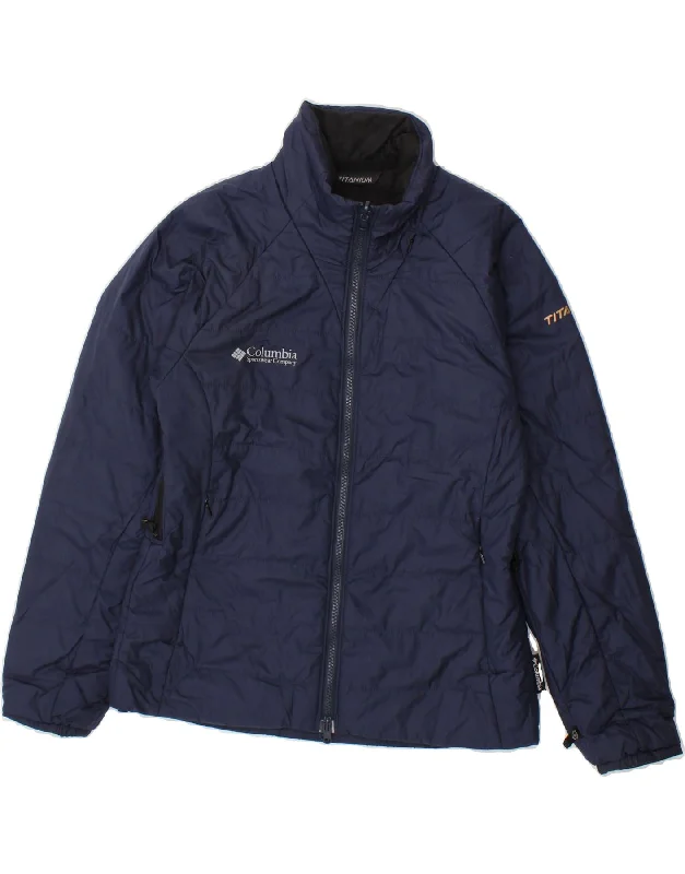 COLUMBIA Womens Titanium Padded Jacket UK 10 Small Navy Blue Polyester