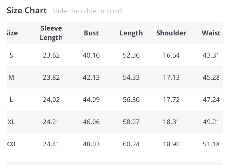 Size chart