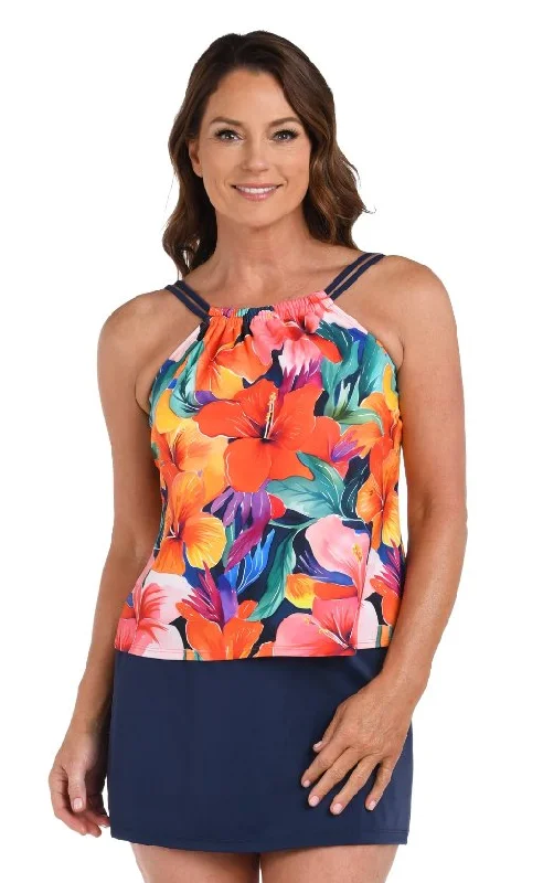 MAXINE HIBISCUS HI NECK TANKINI