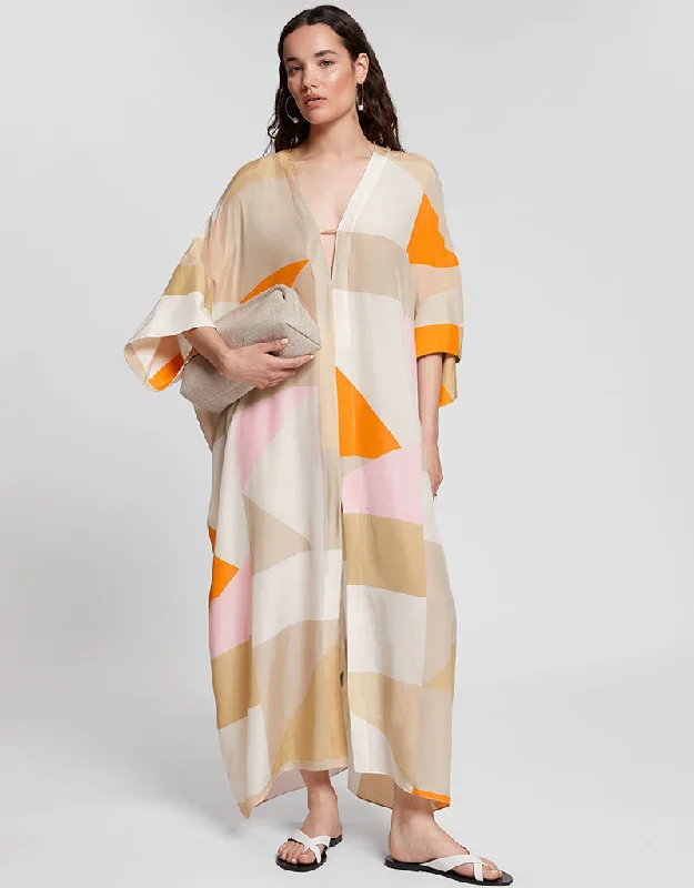 Cream Soft Silk Crepe Maxi Dress