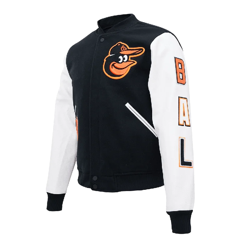 MLB BALTIMORE ORIOLES CLASSIC WOOL MEN'S VARSITY JACKET (BLACK/WHITE)