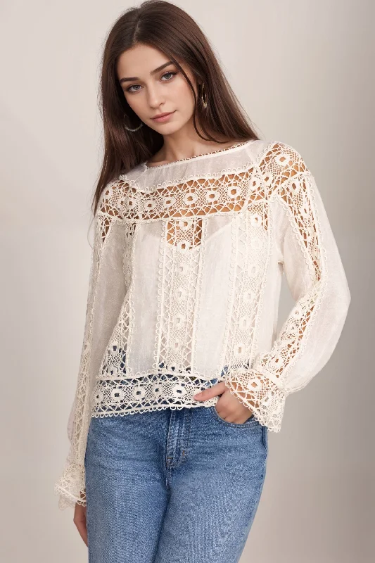 Johnny Was Jade Off-White Danila Lace Blouse L10124