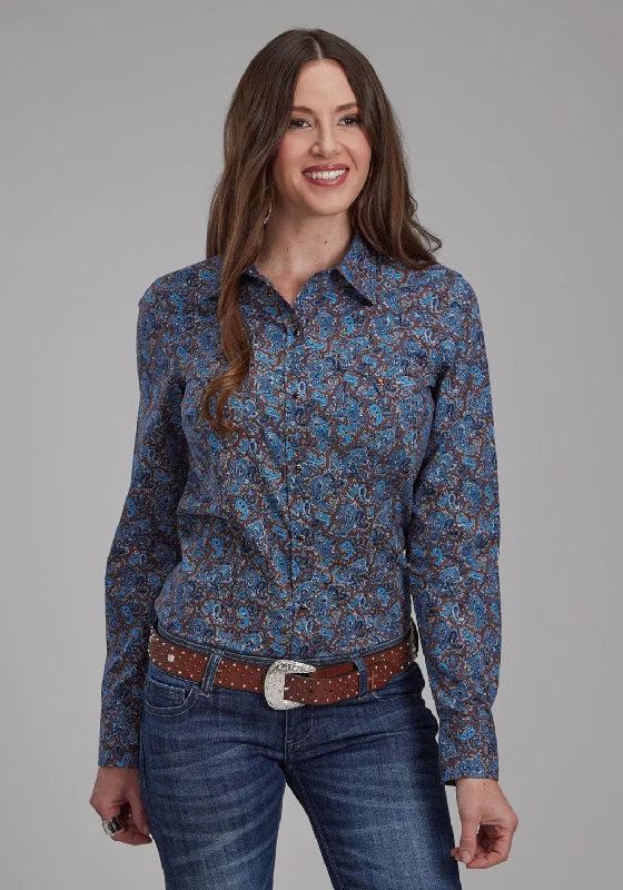 Roper Womens 2172 River Paisley Brown 100% Cotton L/S Shirt