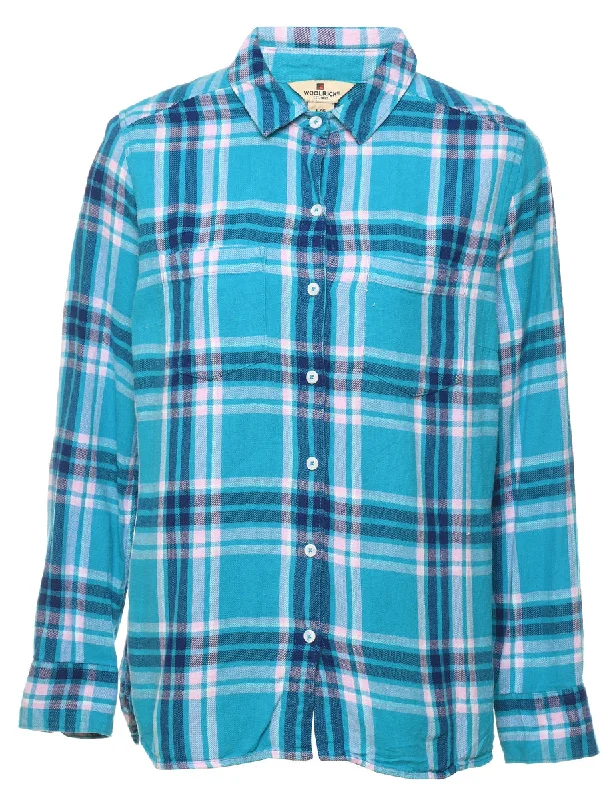 Woolrich Aqua Blue Checked Shirt - L