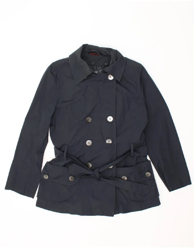 MAX & CO. Womens Trench Coat UK 10 Small Navy Blue Polyamide