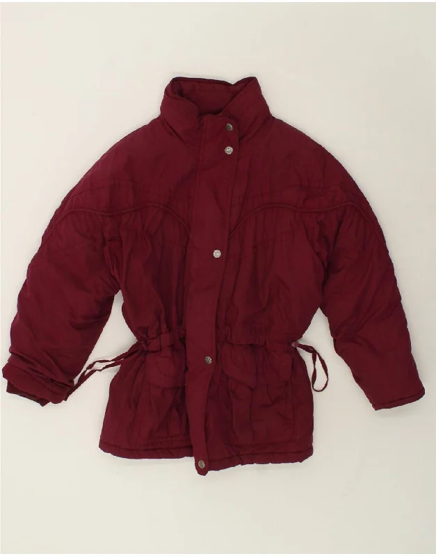 BRUGI Womens Loose Fit Hooded Padded Jacket IT 44 Medium Burgundy