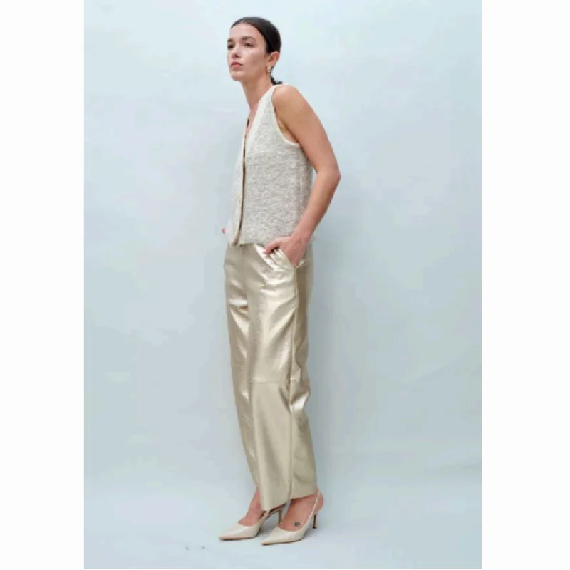 Emery Vegan Leather Gold Pants