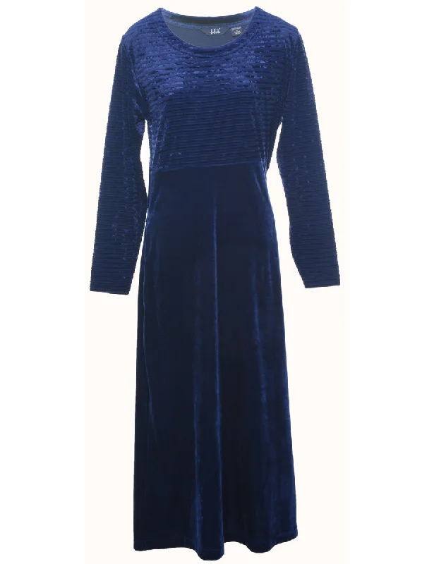 Velvet Navy Evening Dress - L