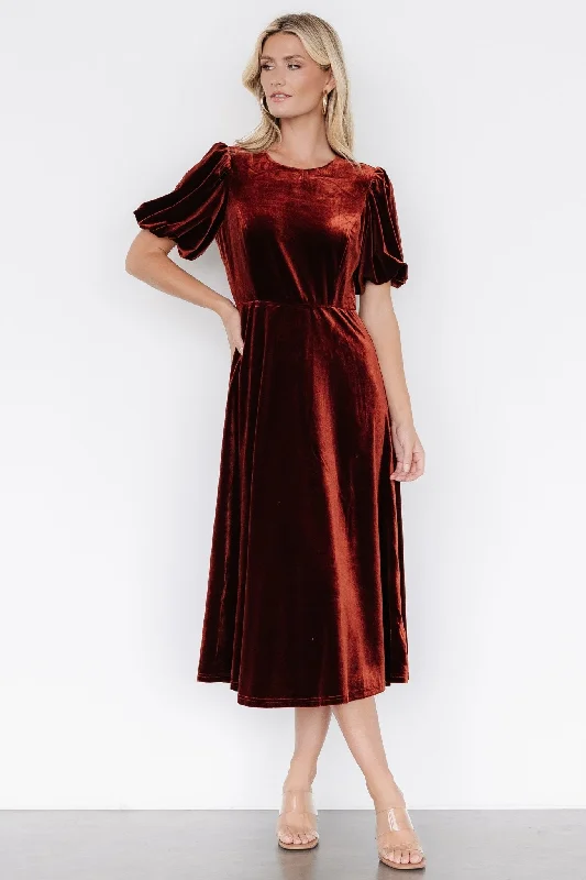 Nita Velvet Midi Dress | Deep Cinnamon