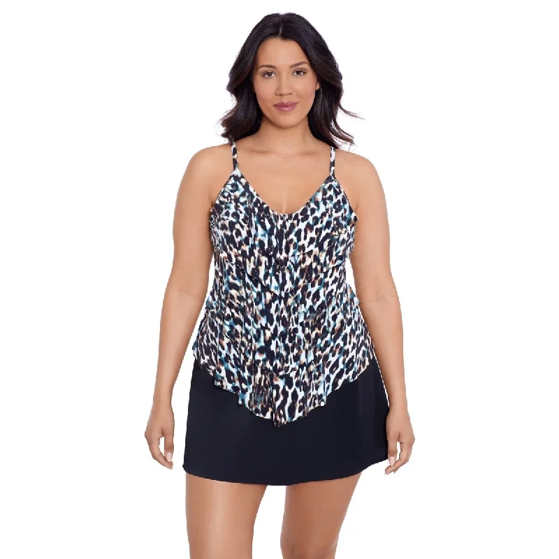 TRIMSHAPER RACHEL LEOPARD IN THE MIST TANKINI TOP