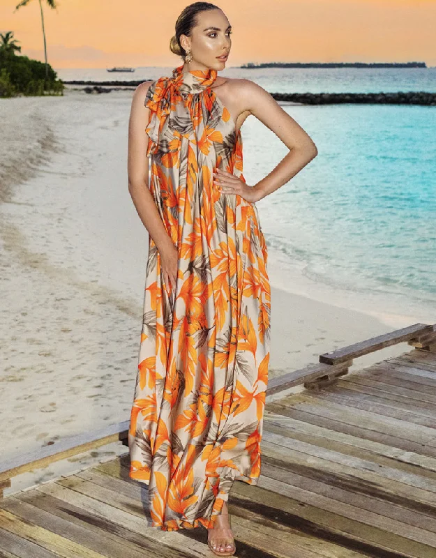 Carrot Orange Heavy Designer Heavy Fancy Maxi Dress