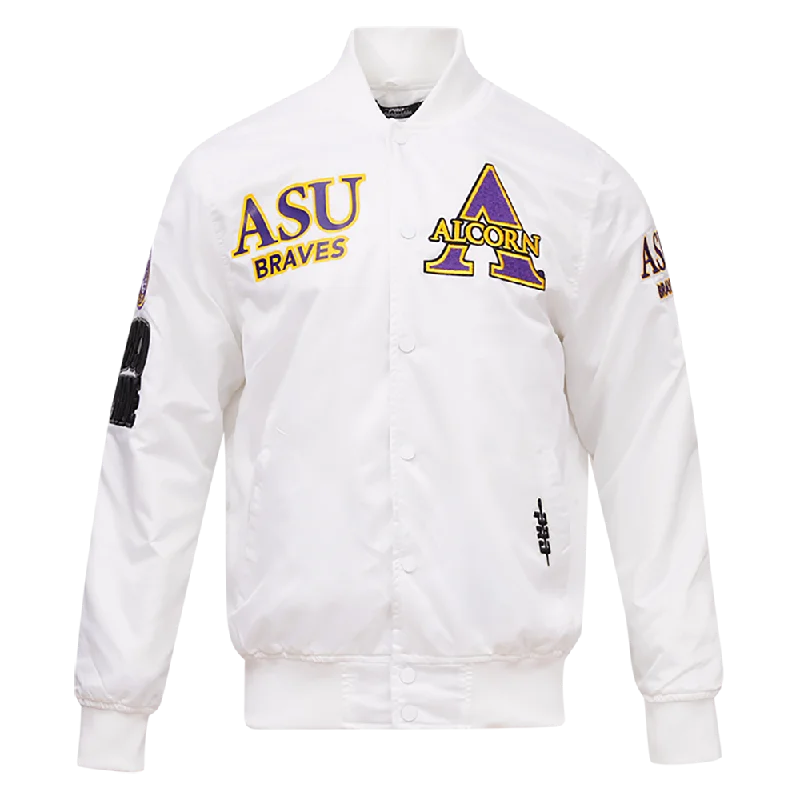 ALCORN STATE UNIVERSITY CLASSIC SATIN JACKET (WHITE)