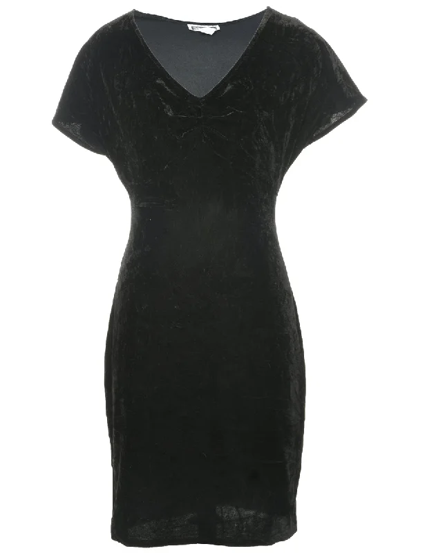 Velvet Black Evening Dress - S