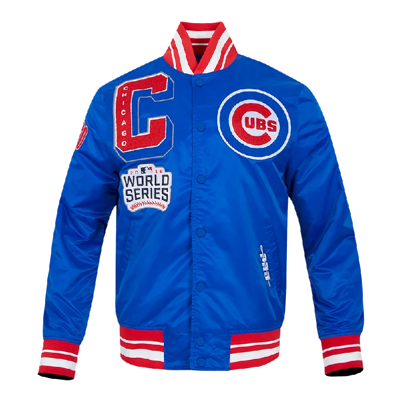 MLB CHICAGO CUBS MASHUP MEN'S RIB SATIN JACKET (ROYAL BLUE/RED)