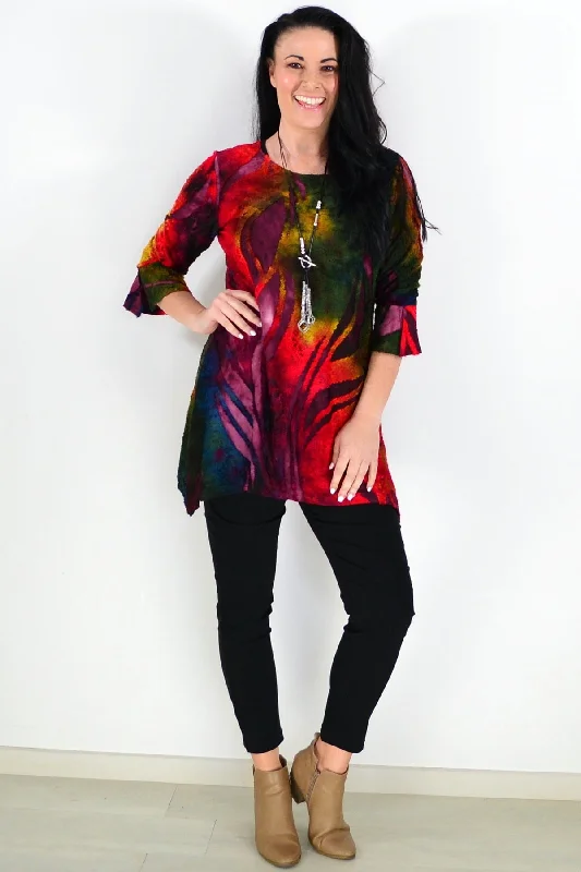 Red Forest Colourful Ladies Tunic Top