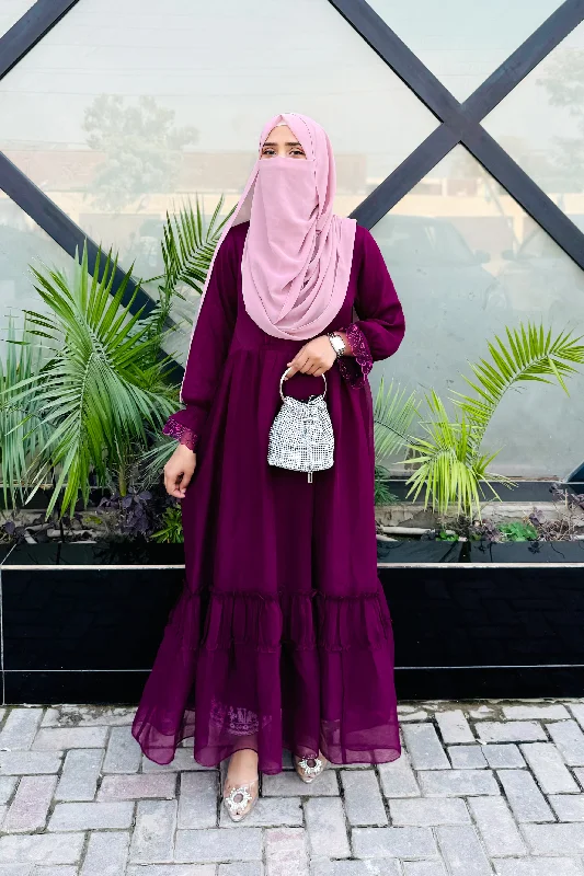 Plum Evening Modest Dress