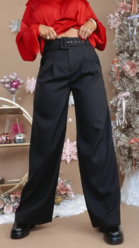 Baddie Belted Dress Pant, Black