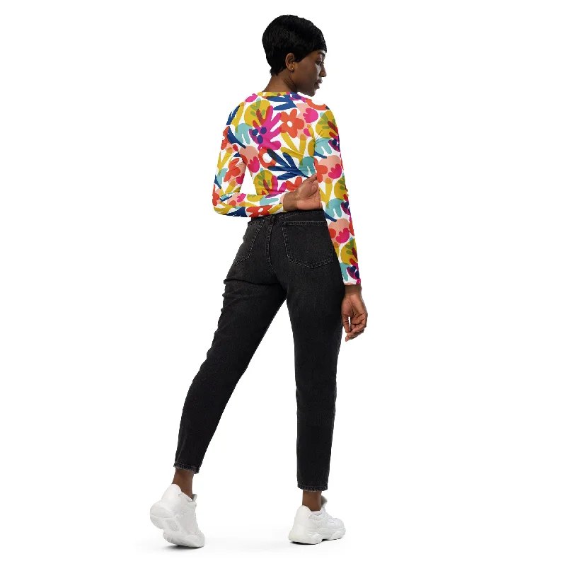 FLOWERS LONG-SLEEVE CROP TOP