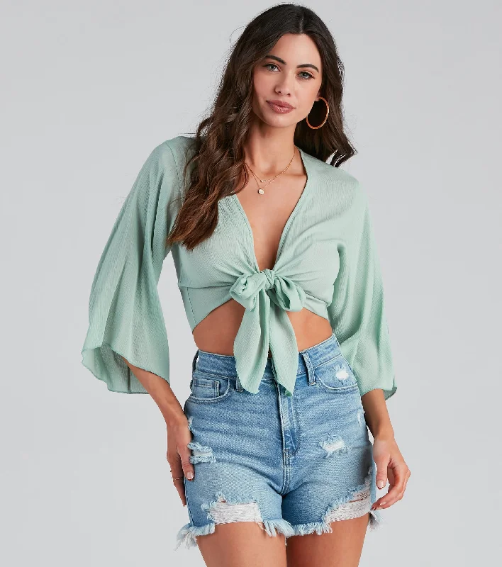 Breezy Style Kimono Tie-Front Top