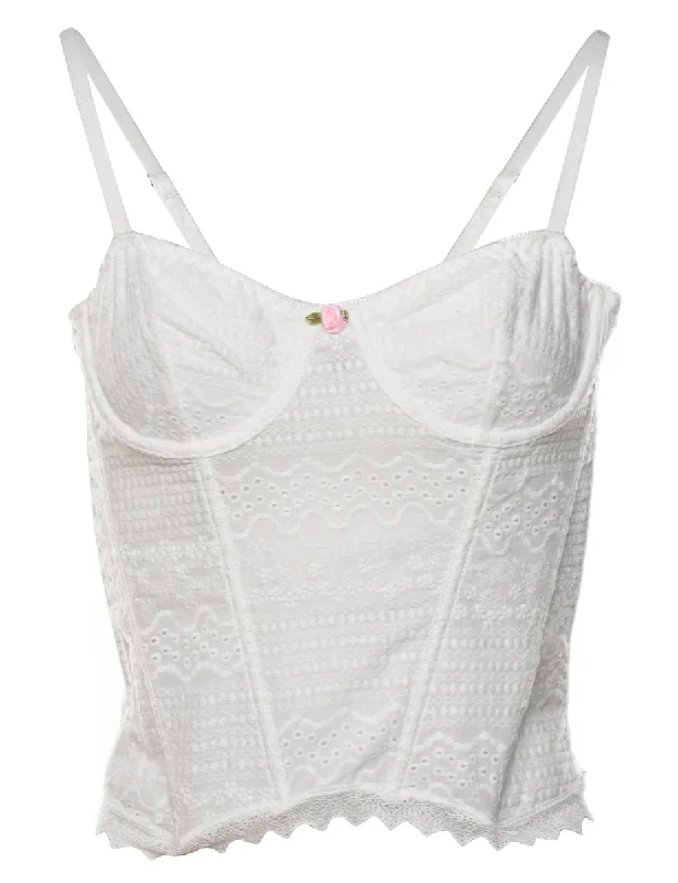 White Lace Bow Detail Bustier - S