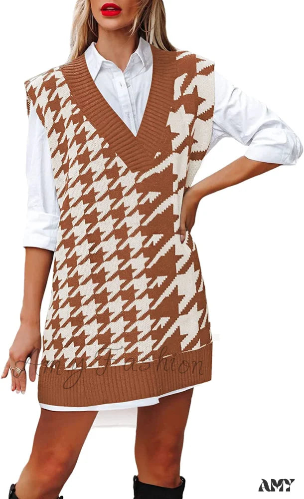 1-brown Houndstooth