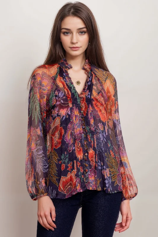 Johnny Was Jade Octavia Floral Silk Blouse L14424