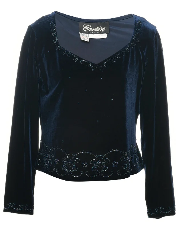 Velvet Fabric Evening Top - L