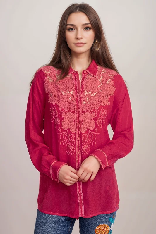 Johnny Was  Gillian Long Sleeve Embroidered Blouse C22524