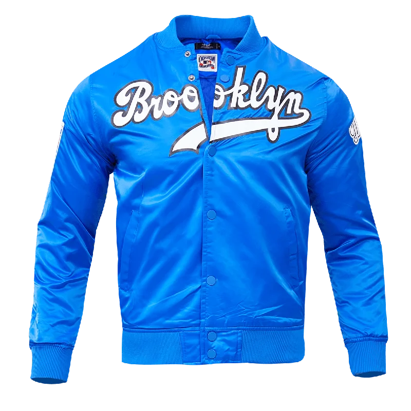 MLB BROOKLYN DODGERS BIG LOGO MEN'S SATIN JACKET (ROYAL BLUE)