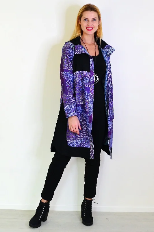 Purple Print Long Corduroy Jacket