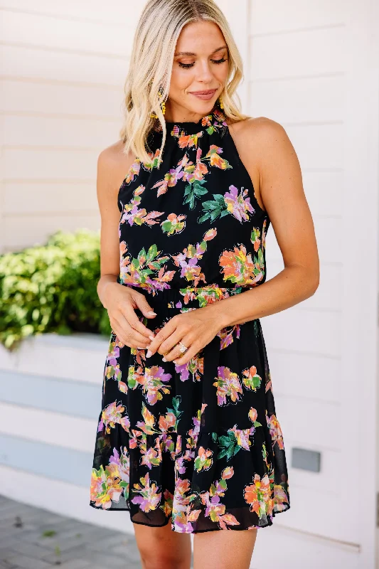 Without You Black Floral Dress